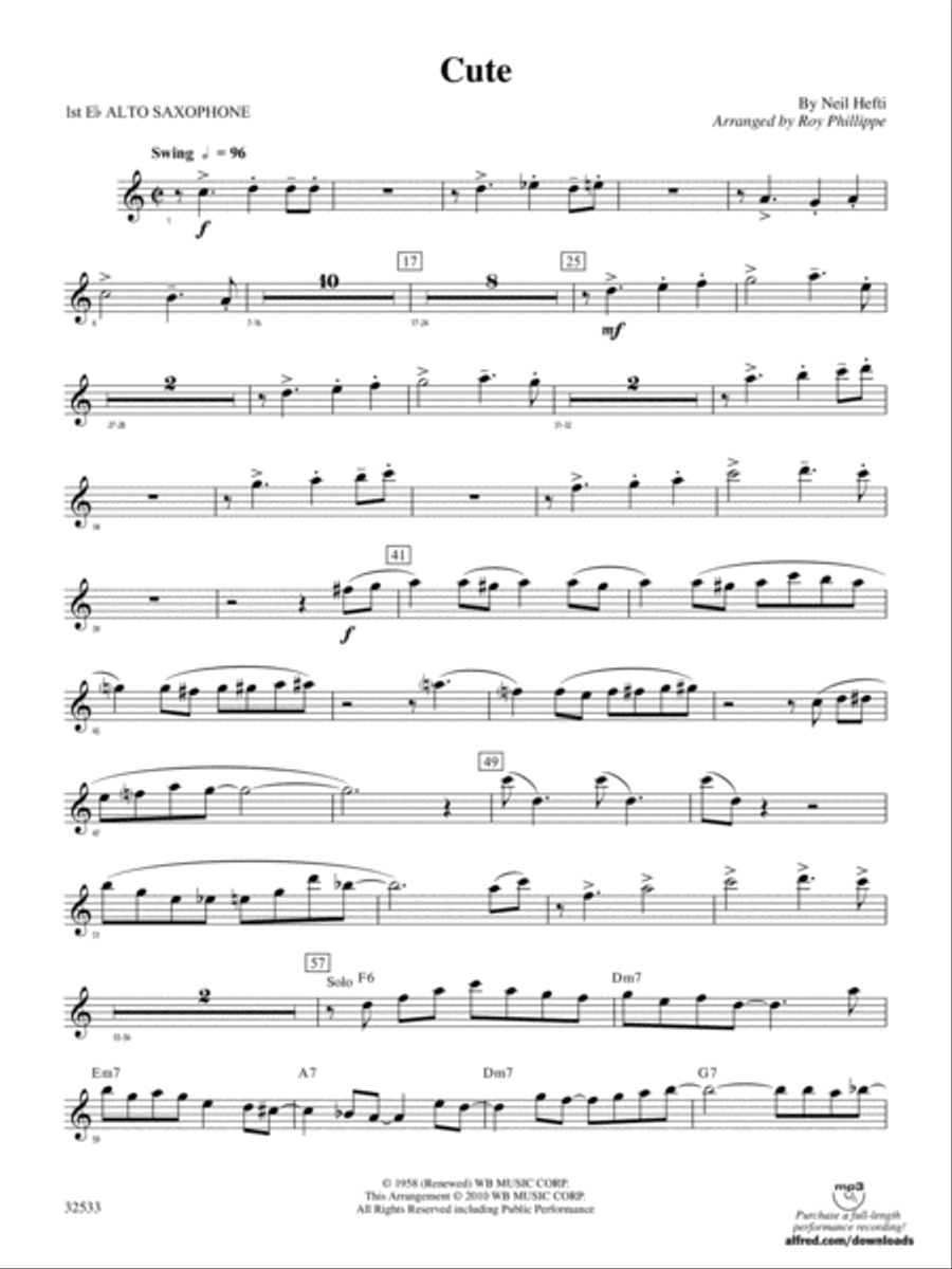 Cute: E-flat Alto Saxophone Concert Band scores gallery preview page 1