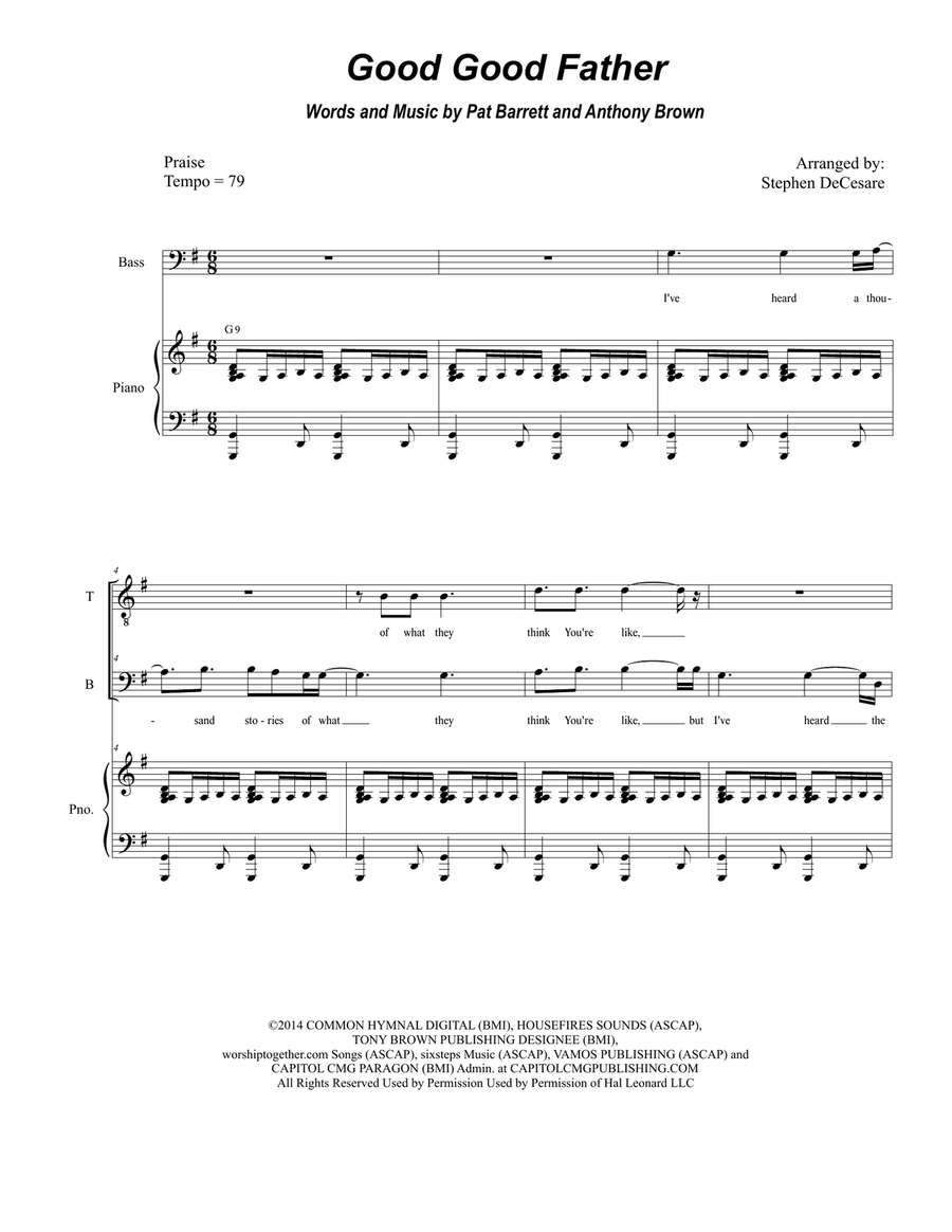 Good Good Father Vocal Duet scores gallery preview page 1