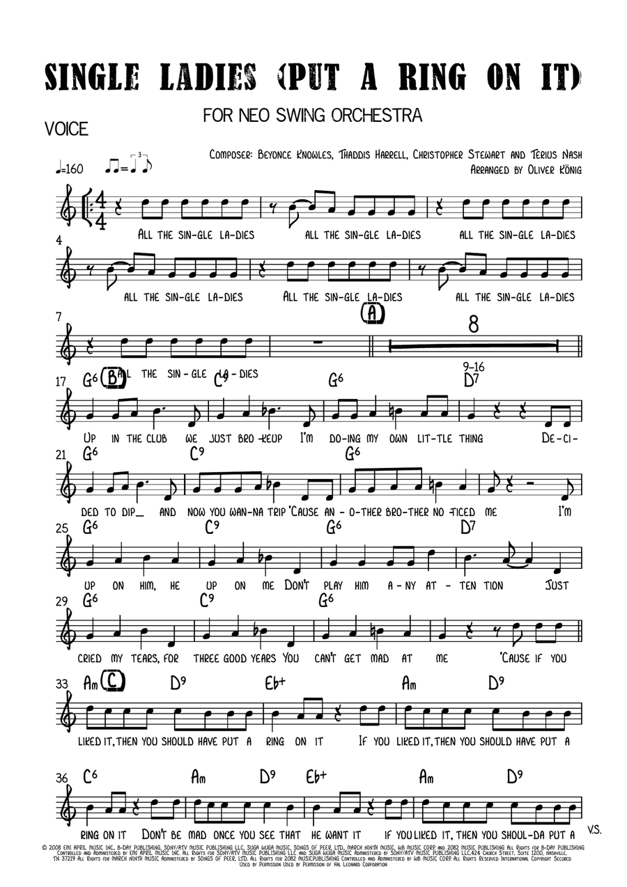 Single Ladies (Put A Ring On It) Jazz Ensemble scores gallery preview page 2