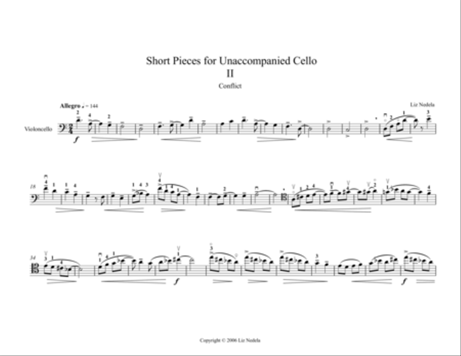 Unaccompanied Cello II - Conflict Cello Solo scores gallery preview page 1