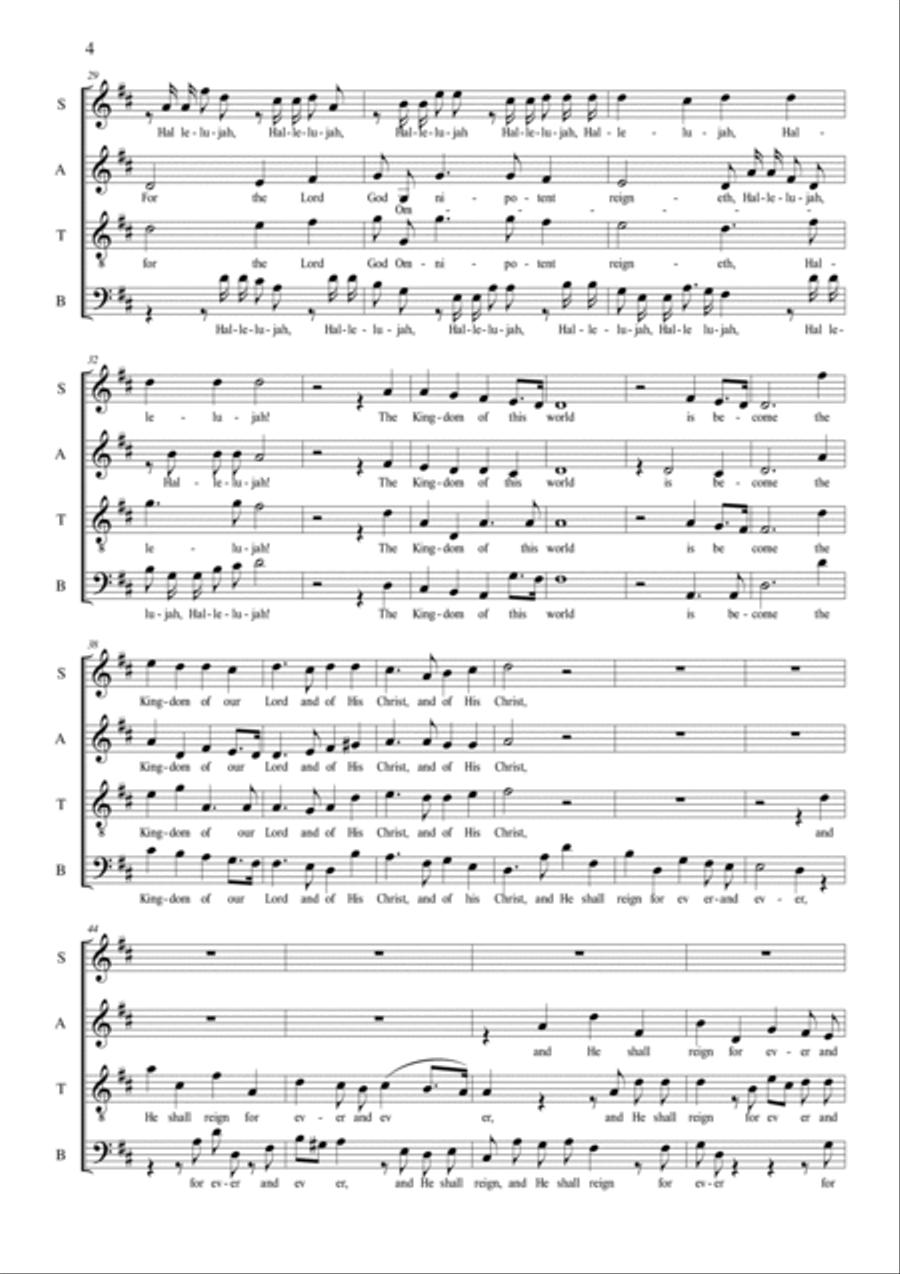 HALLELUJA CHORUS - Handel - HWV56 Messiah - For SATB 4-Part scores gallery preview page 4