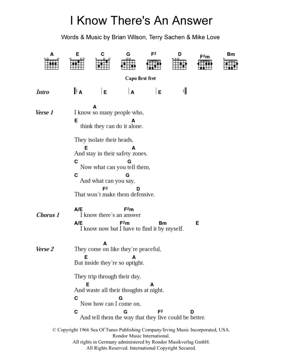 I Know There's An Answer I Know There's An Answer Acoustic Guitar scores gallery preview page 1