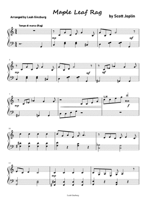 Maple Leaf Rag (Ragtime) by Scott Joplin. Easy piano version by Leah Ginzburg