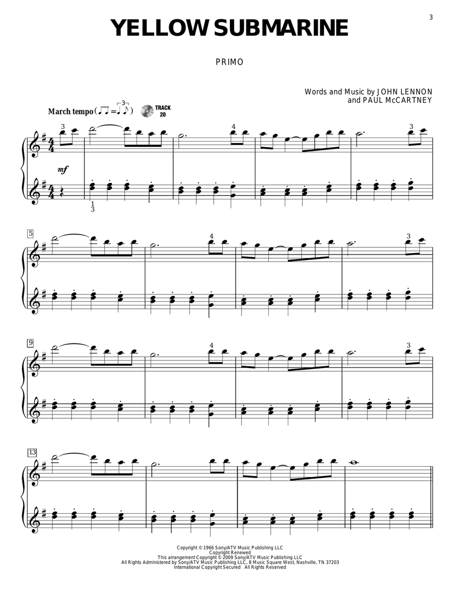 Yellow Submarine Piano Duet scores gallery preview page 2
