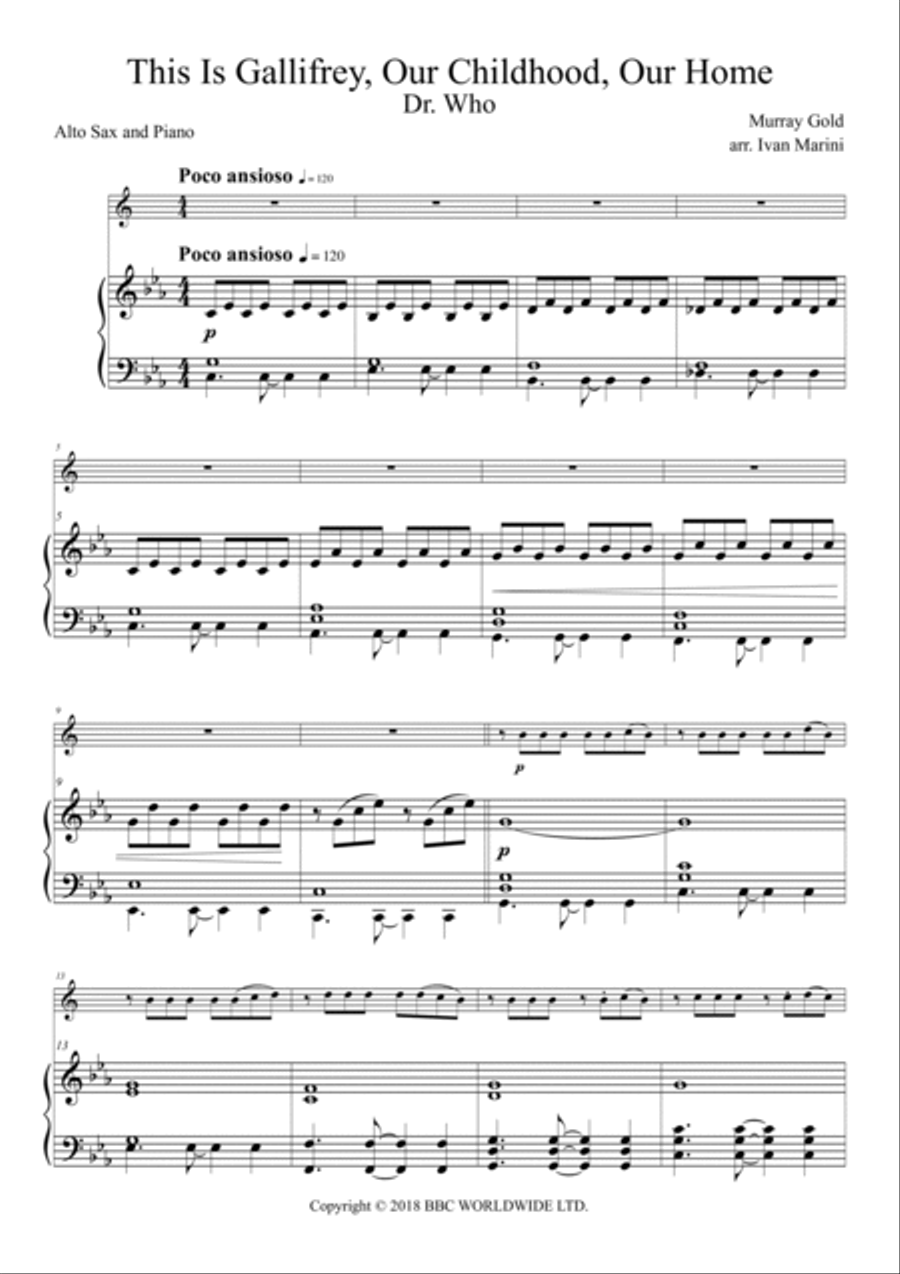 This Is Gallifrey: Our Childhood. Our Home Alto Saxophone scores gallery preview page 2