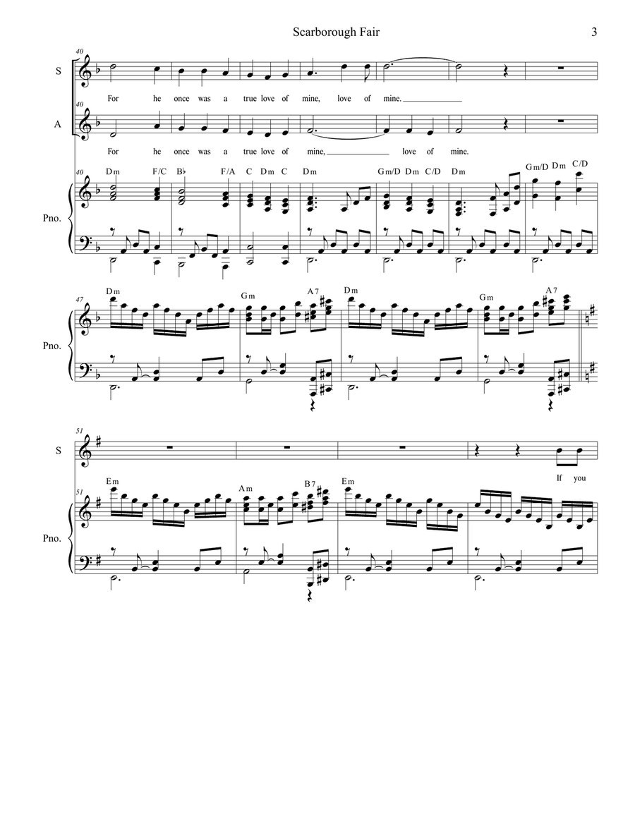 Scarborough Fair (Duet for Soprano and Alto Solo) Alto Voice scores gallery preview page 4