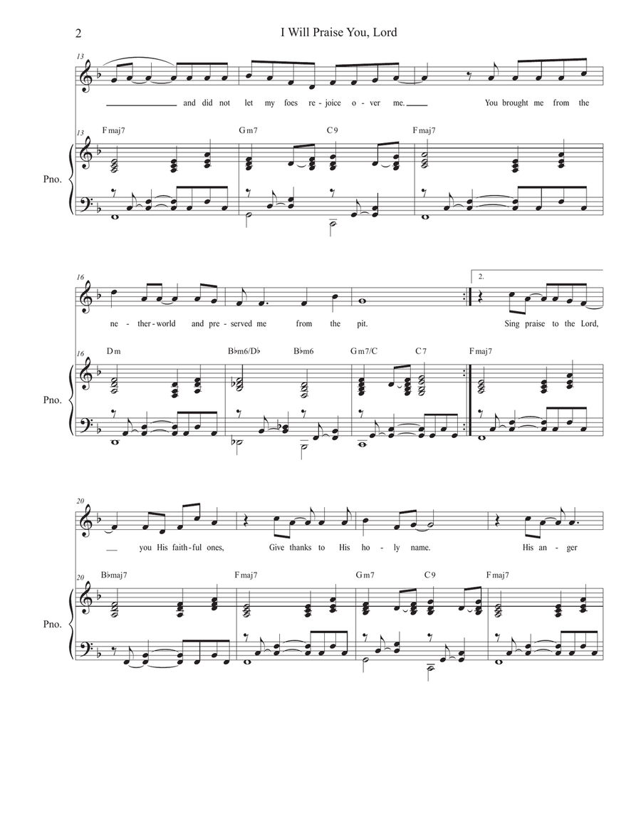I Will Praise You, Lord (Psalm 30) (Vocal Score) Piano, Vocal scores gallery preview page 2