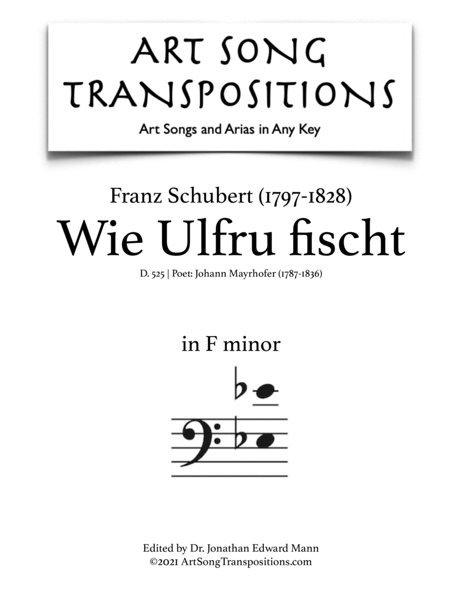 SCHUBERT: Wie Ulfru fischt, D. 525 (transposed to F minor, bass clef)