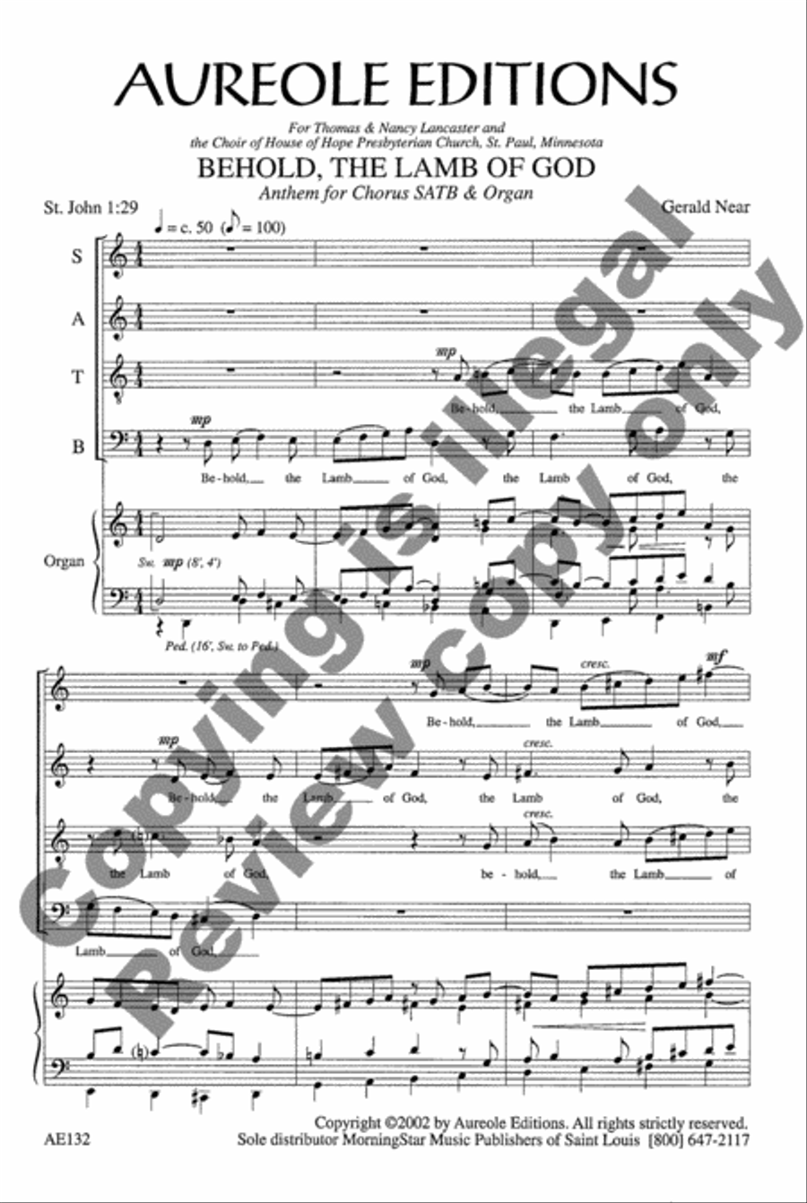 Behold, the Lamb of God 4-Part scores gallery preview page 3