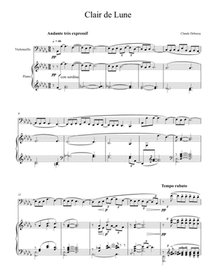 Claude Debussy - Clair de lune (Violoncello Solo)