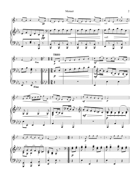 Menuet by Boccherini for trumpet in Bb and piano image number null