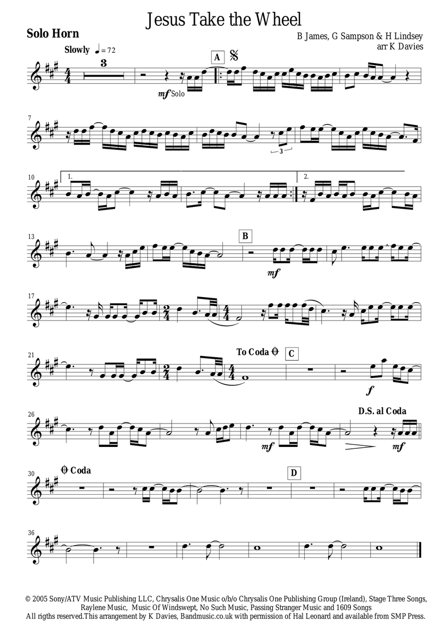 Jesus Take The Wheel Small Ensemble scores gallery preview page 2