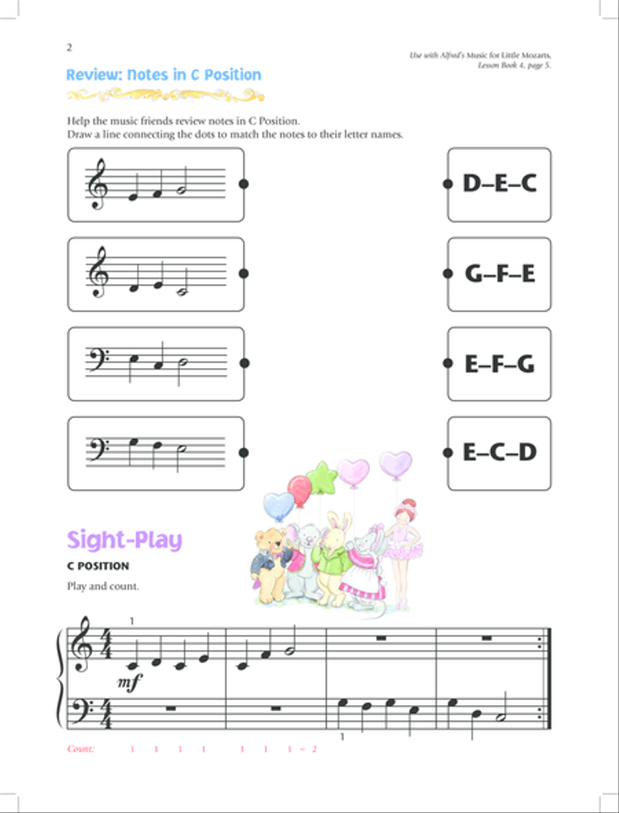 Music for Little Mozarts Notespeller & Sight-Play Book, Book 4 Piano Method scores gallery preview page 5