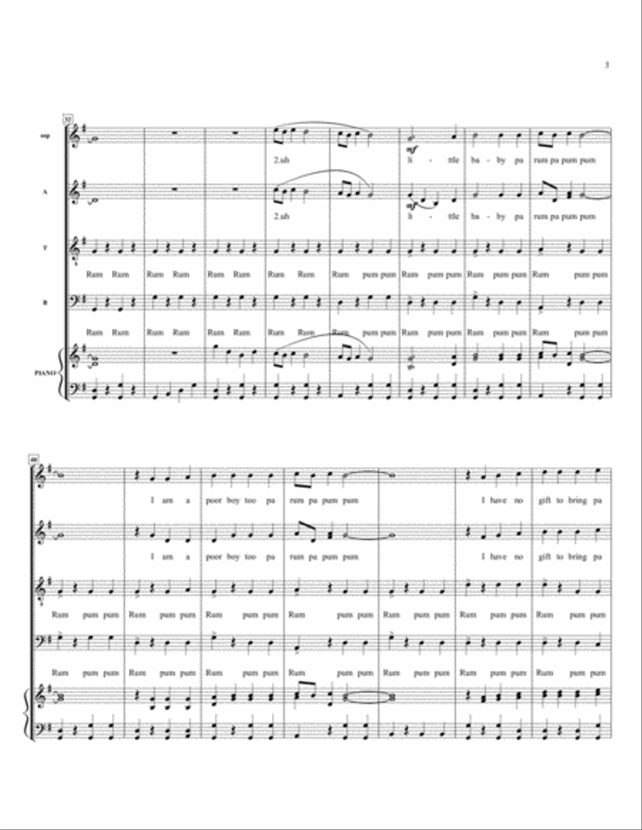 The Little Drummer Boy The Little Drummer Boy 4-Part scores gallery preview page 3