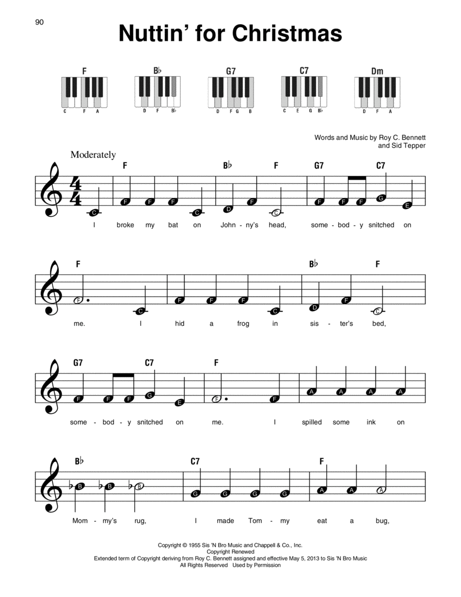 Nuttin' For Christmas Easy Piano scores gallery preview page 1