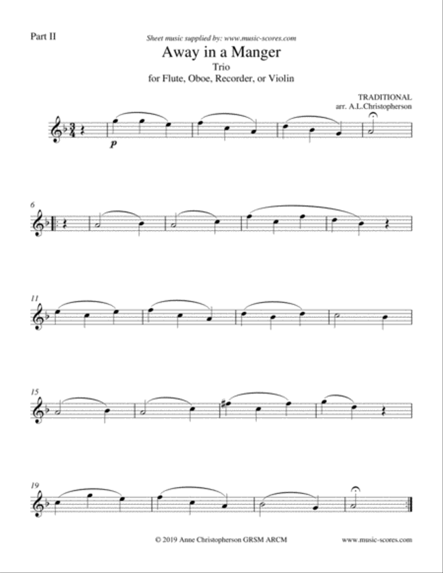 Away in a Manger - Trio for any instruments in Bb, Eb and C C Instrument scores gallery preview page 3