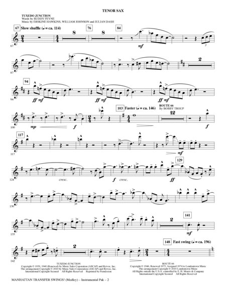 Manhattan Transfer Swings! (Medley) - Bb Tenor Saxophone