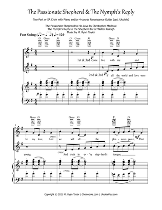 The Passionate Shepherd & The Nymph's Reply for 2-part Choir & Piano (optional Renaissance Guitar)