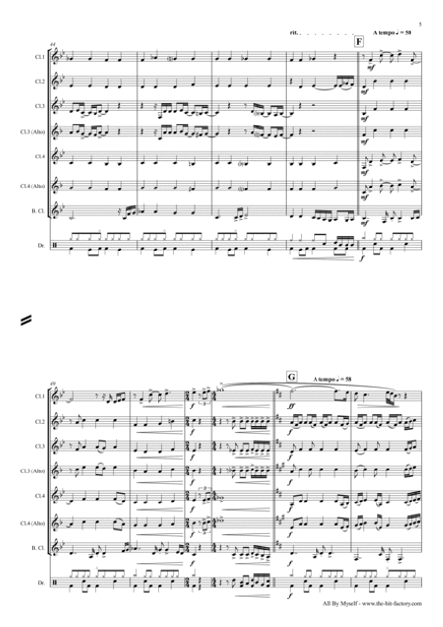 All By Myself Woodwind Ensemble scores gallery preview page 5