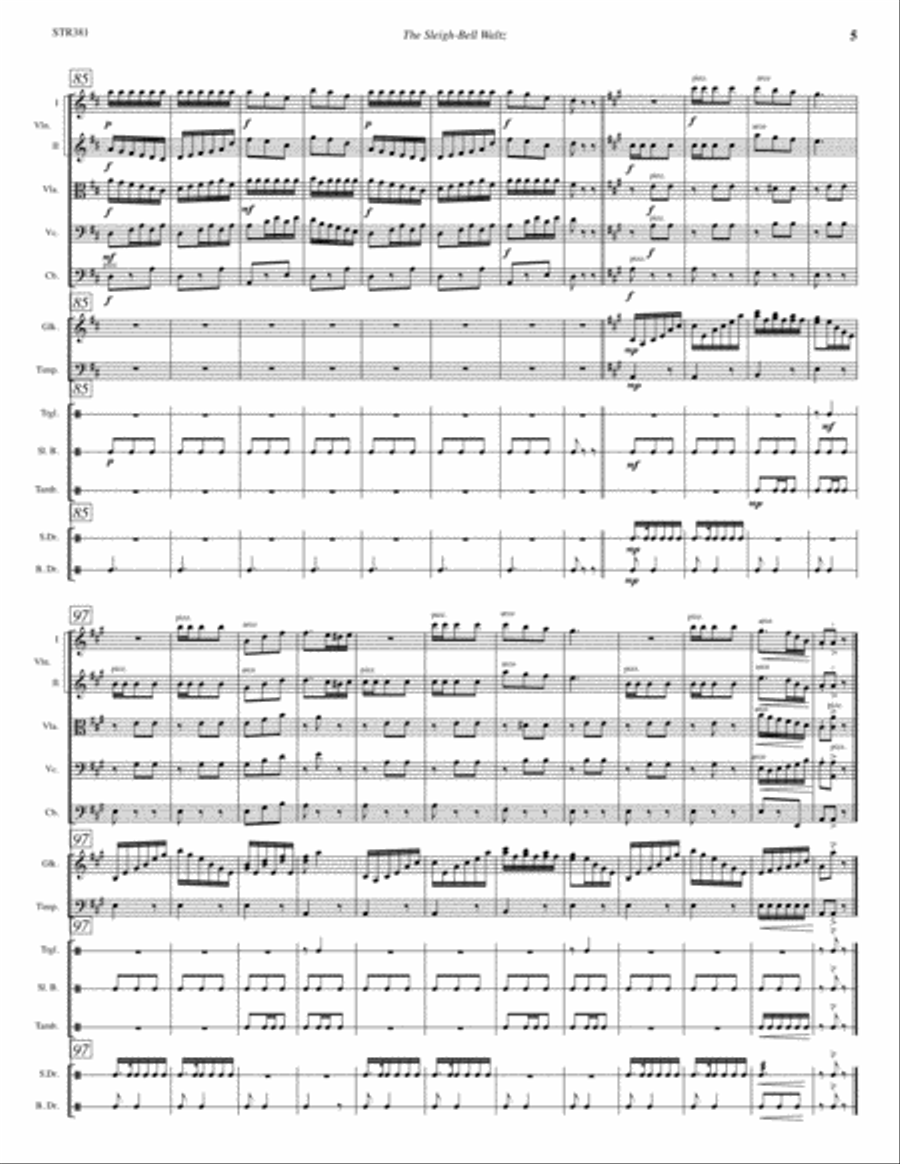 THE SLEIGH-BELL WALTZ for STRING ORCHESTRA with optional Percussion String Orchestra scores gallery preview page 5