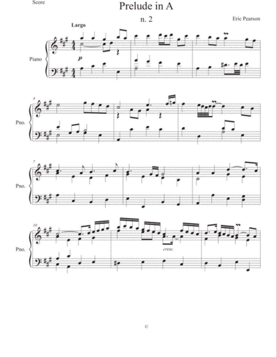 Prelude n.2 in A Major Piano Solo scores gallery preview page 1