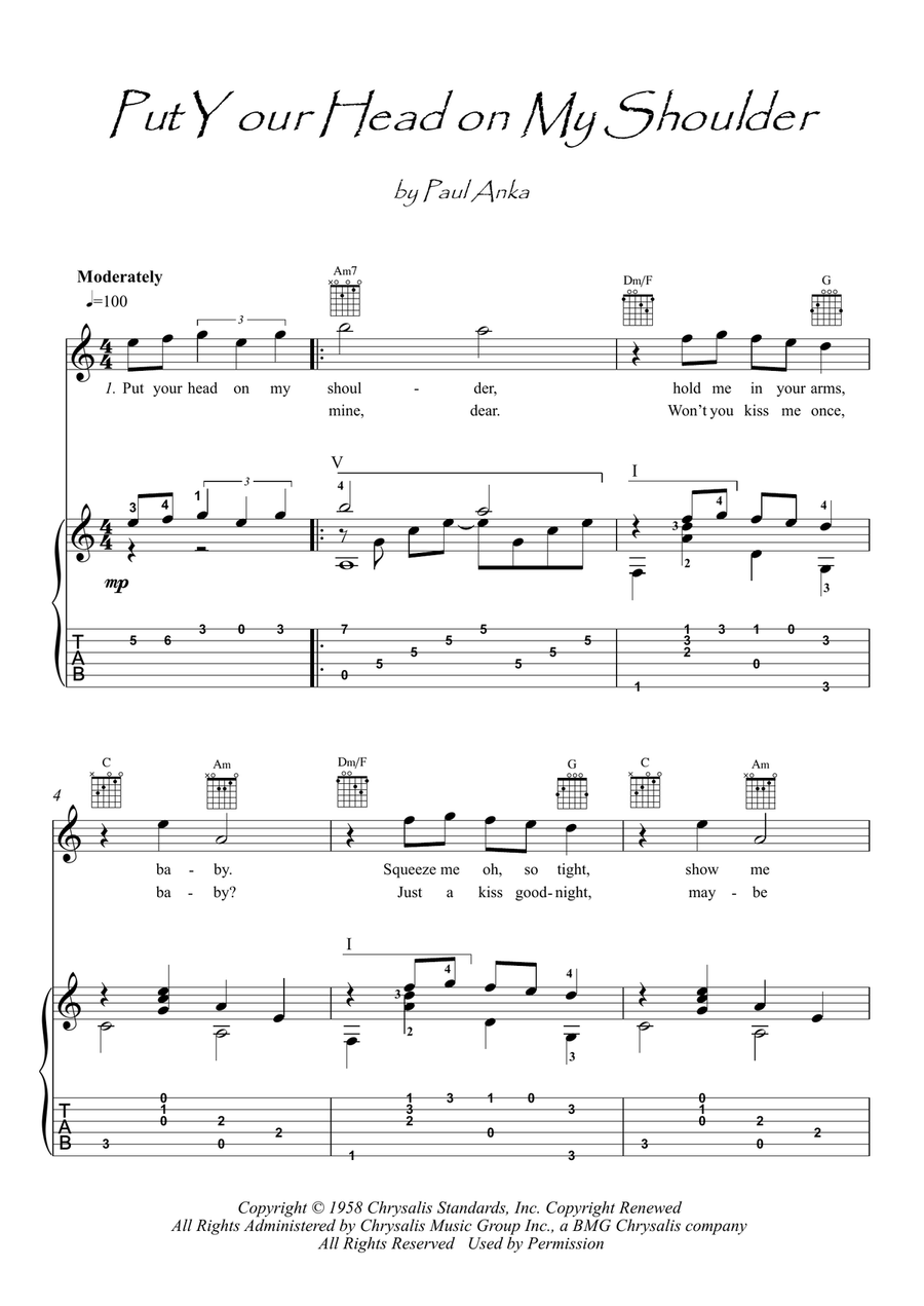 Put Your Head On My Shoulder Electric Guitar scores gallery preview page 1