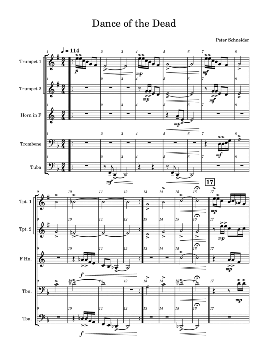 Dance of the Dead Brass Quintet scores gallery preview page 1