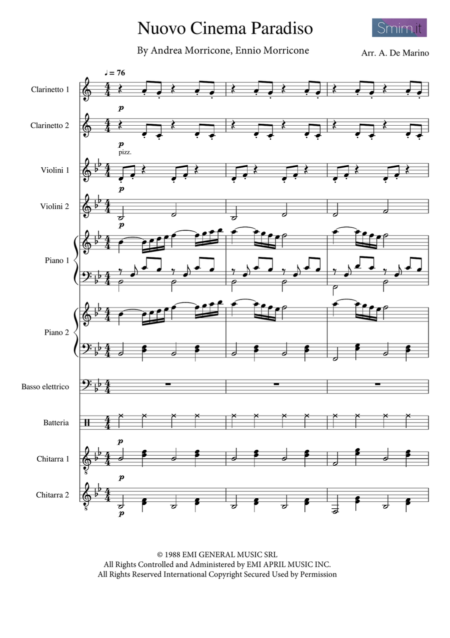 Cinema Paradiso Small Ensemble scores gallery preview page 1