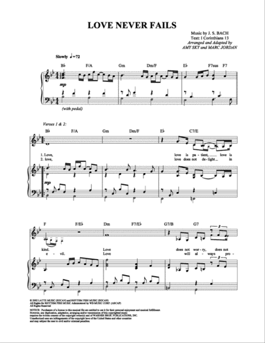Love Never Fails Love Never Fails Piano, Vocal, Guitar scores gallery preview page 1