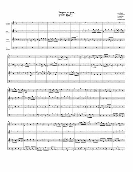 Fugue for organ, BWV 550/II (Arrangement for 4 recorders)