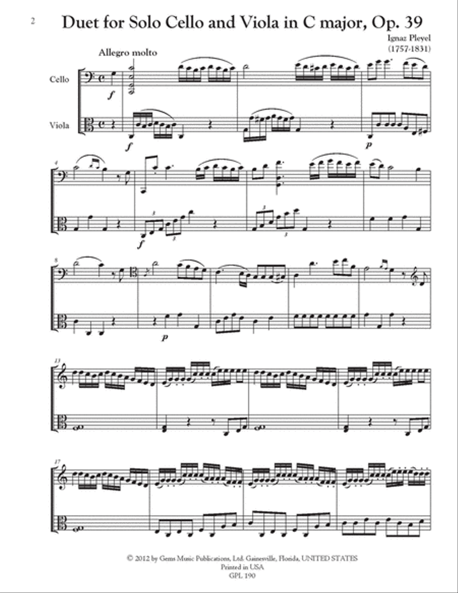 Duo in C major, B. 525 Op. 39 (1792) Cello scores gallery preview page 2