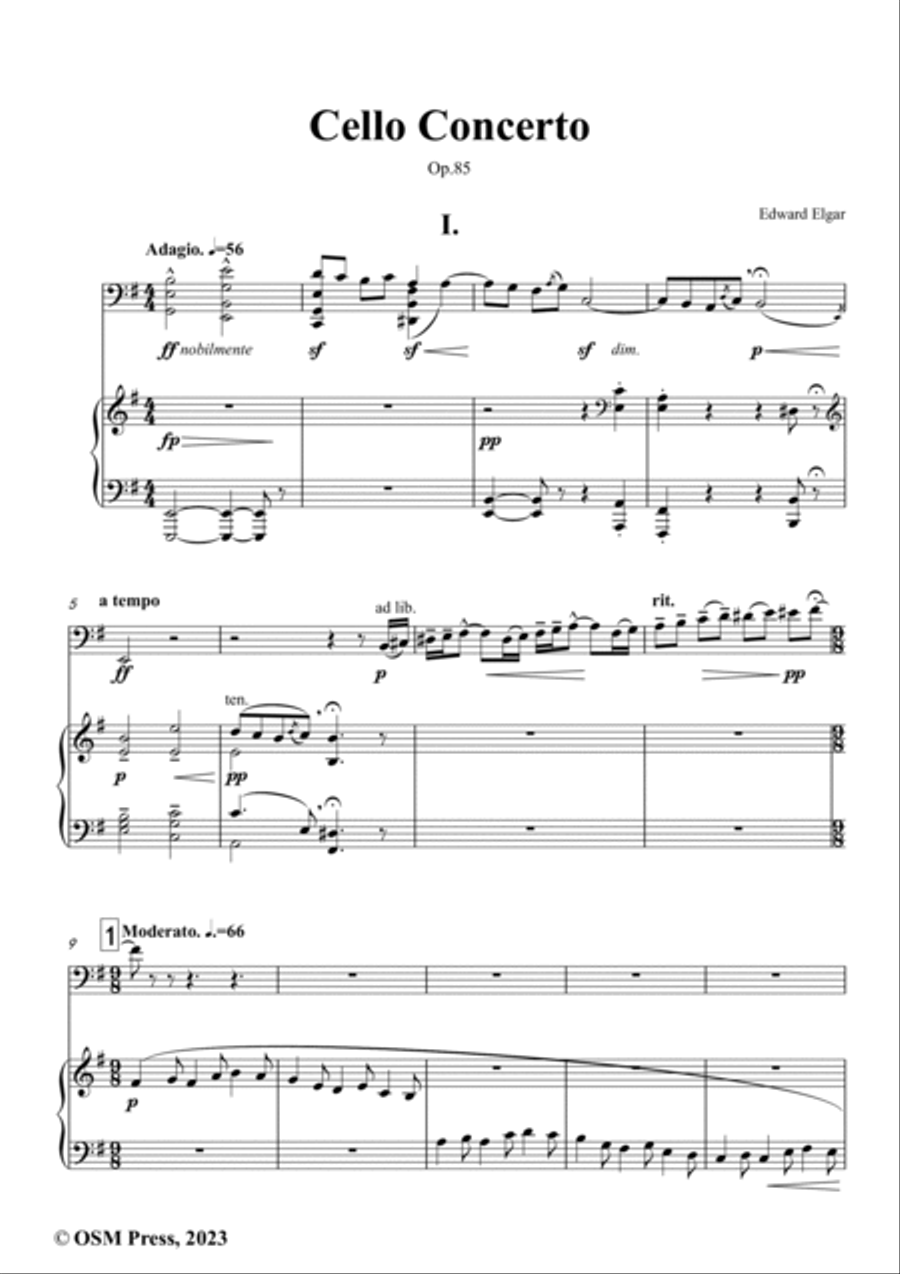 Elgar-Cello Concerto,in e minor,Op.85 Piano scores gallery preview page 2