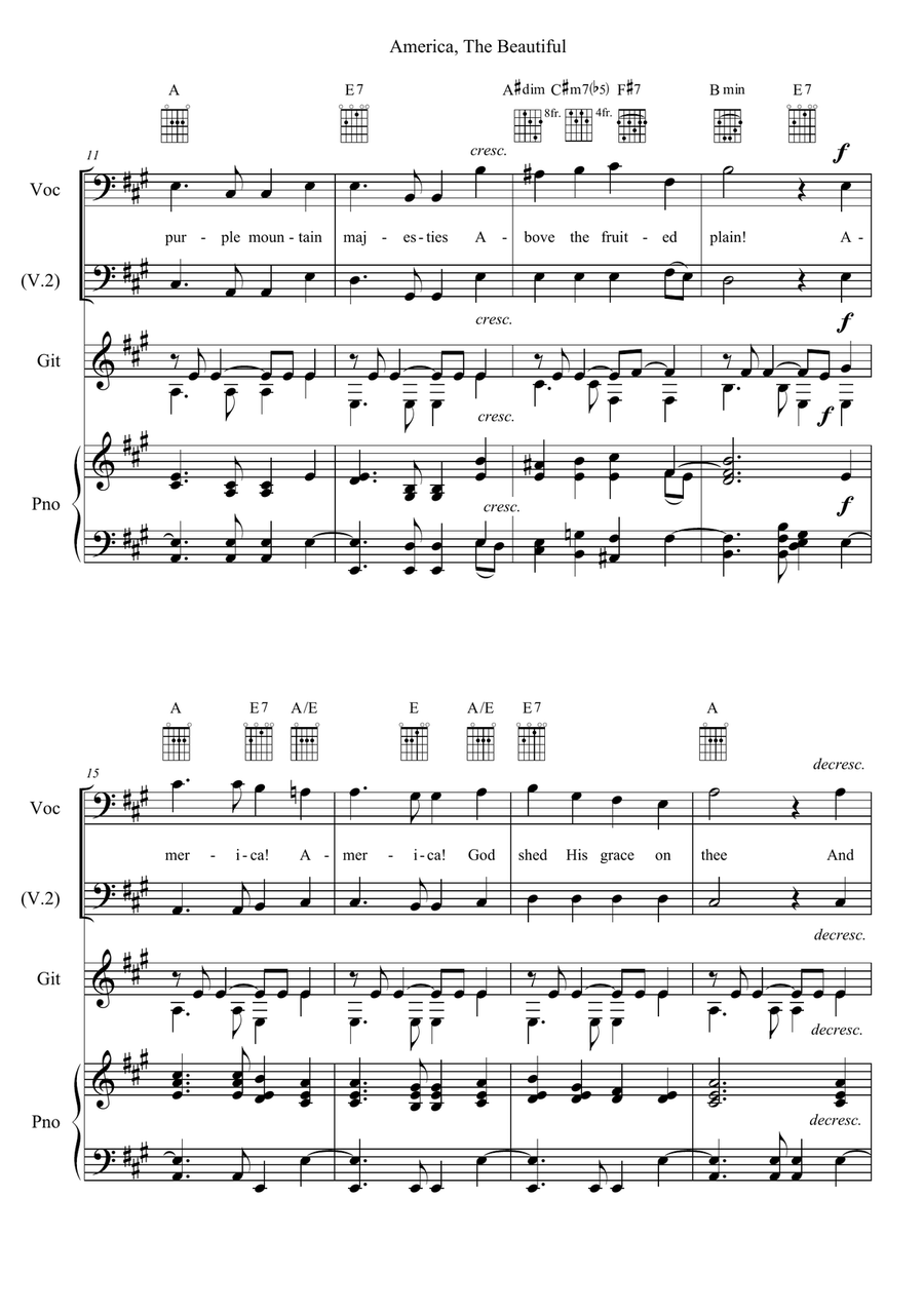 America, The Beautiful America, The Beautiful Bass Voice scores gallery preview page 2