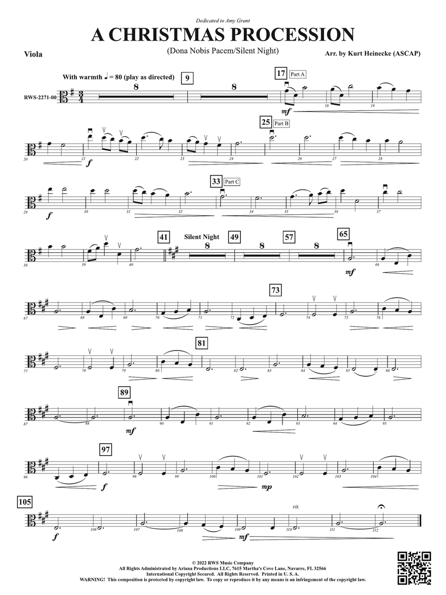 A Christmas Procession - Dona Nobis Pacem / Silent Night: Viola Viola scores gallery preview page 1