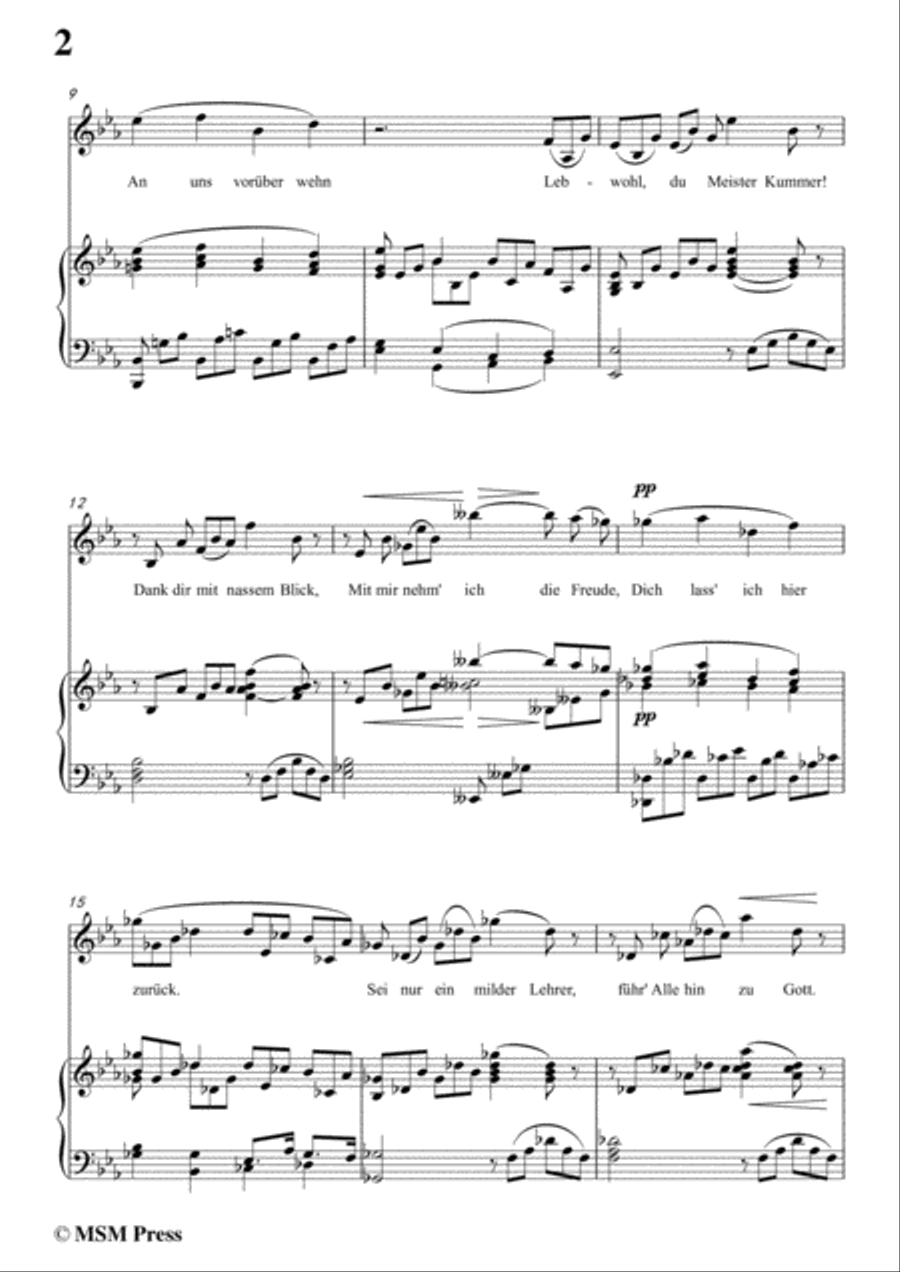 Schubert-Abschied von der Erde(Farewell to the Earth),D.829,in E flat Major,for Voice&Piano Voice scores gallery preview page 4