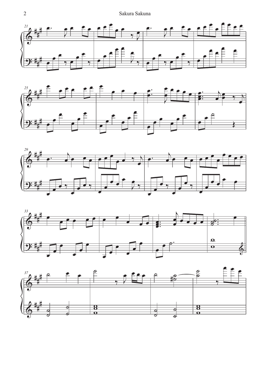 Sakura Sakuna Sakura Sakuna Easy Piano scores gallery preview page 2