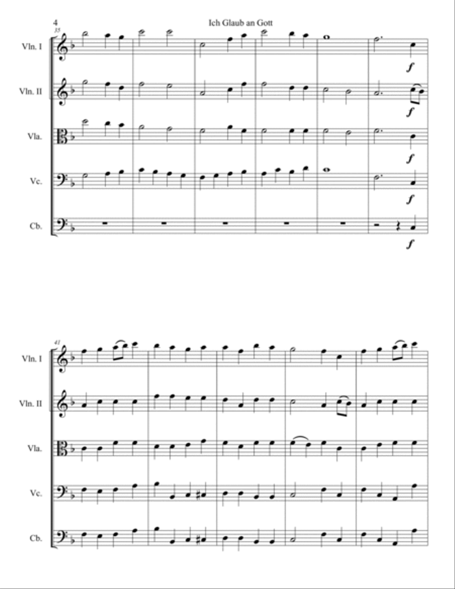 Ich Glaub an Gott String Quintet scores gallery preview page 6