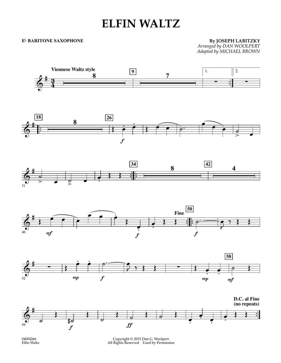 Elfin Waltz - Eb Baritone Saxophone Concert Band scores gallery preview page 1