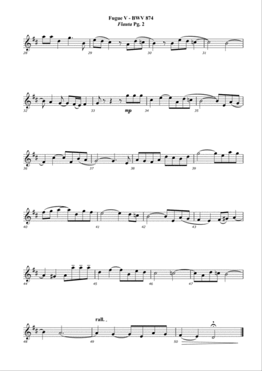 Fugue V - J.S. Bach - The Well-Tempered Clavier Book II - BWV 874 Woodwind Quartet scores gallery preview page 5