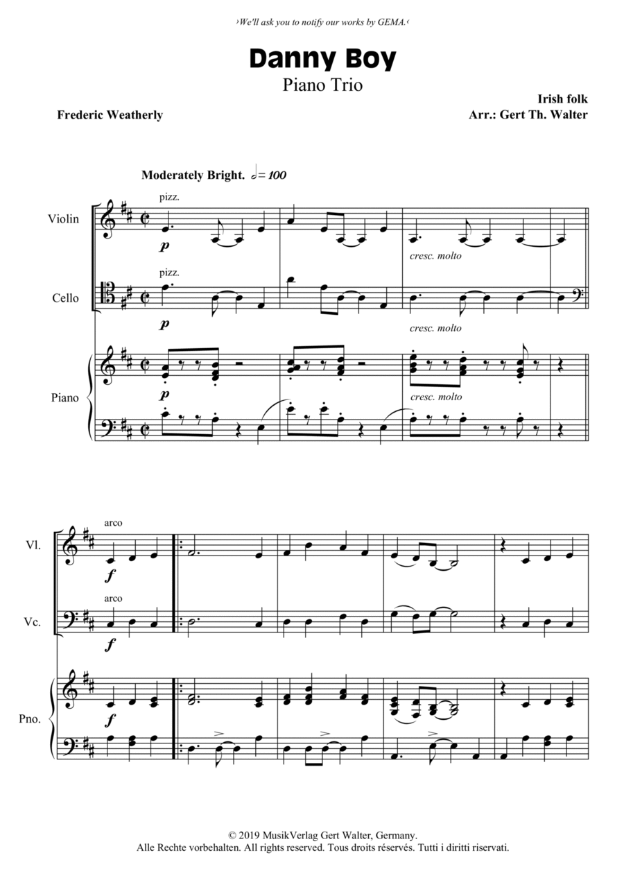 Danny Boy Piano Trio scores gallery preview page 1