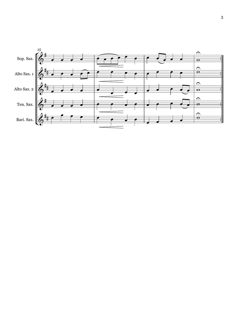Christmas Carol Selection vol. 2 for SAATB saxophone quintet Saxophone Quintet scores gallery preview page 3