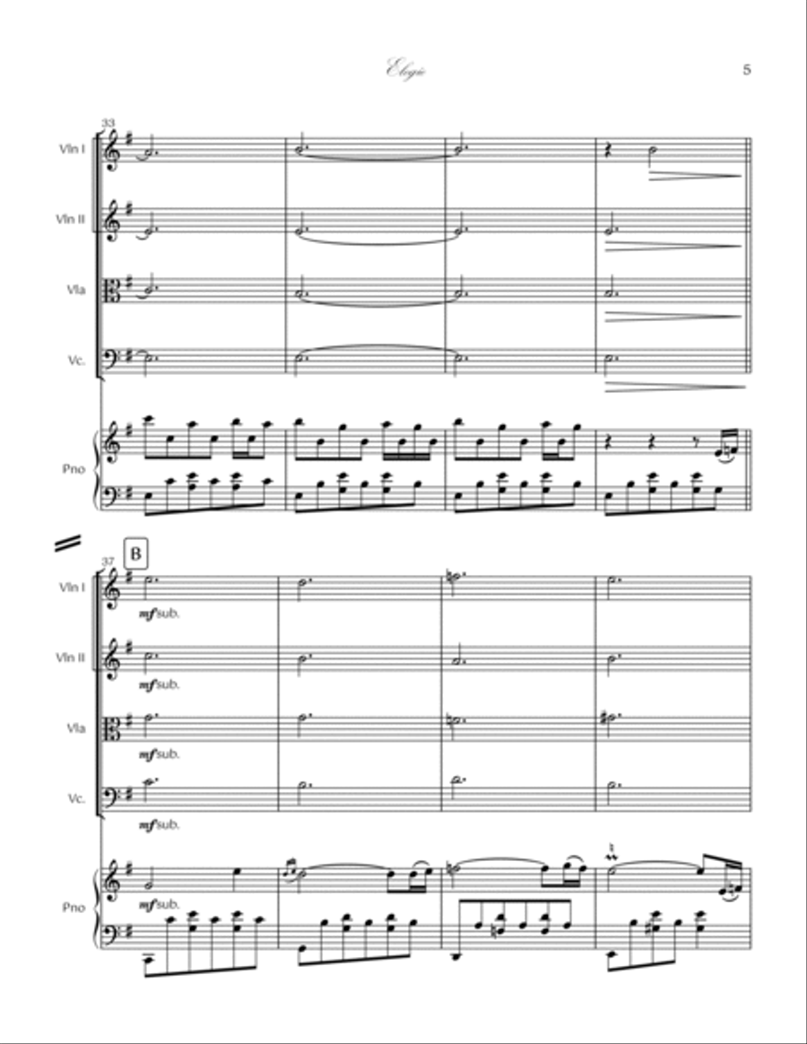 14. Elegie Piano Quintet 14. Elegie Piano Quintet Piano Quintet scores gallery preview page 5