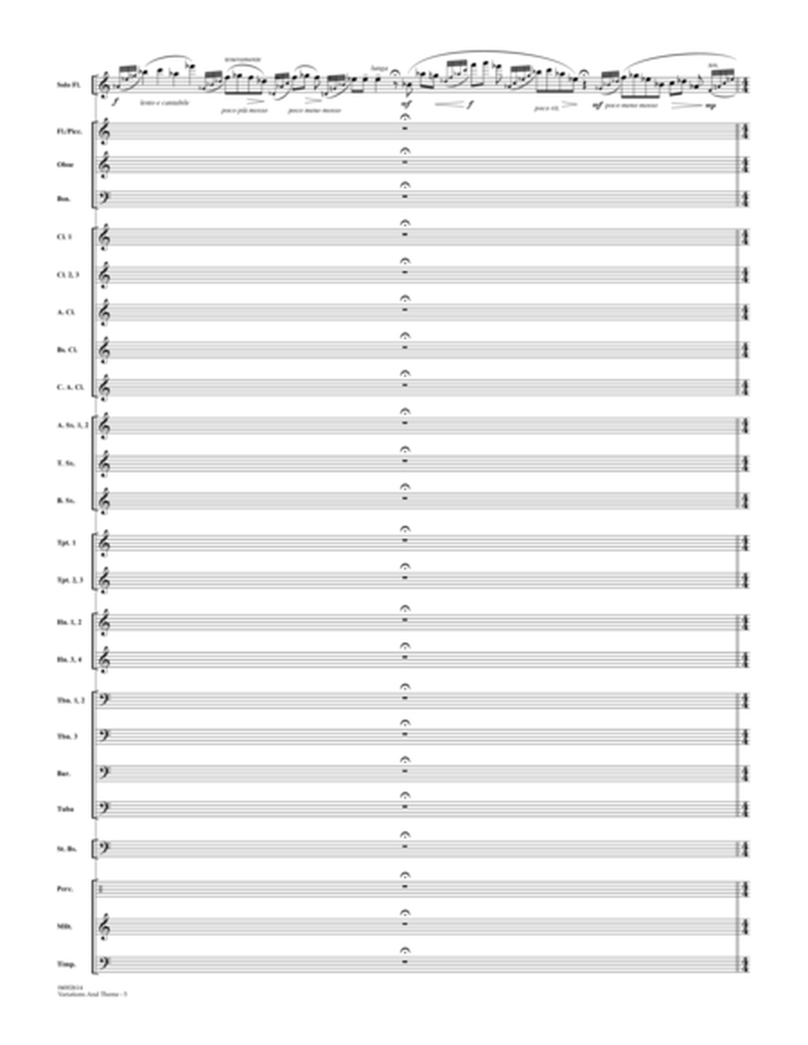 Variations And Theme (for Flute Solo And Band) - Full Score