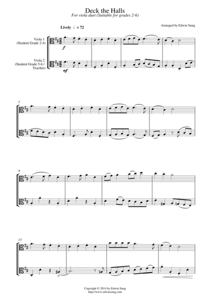 Deck the Halls (for viola duet, suitable for grades 2-6) image number null