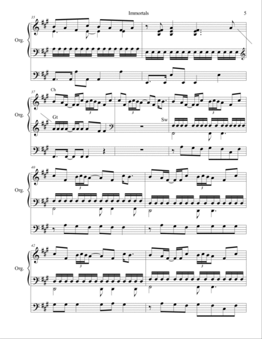 Immortals Immortals Organ Solo scores gallery preview page 5