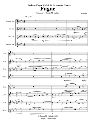 Book cover for Brahms: Fugue, WoO 8, for Saxophone Quartet