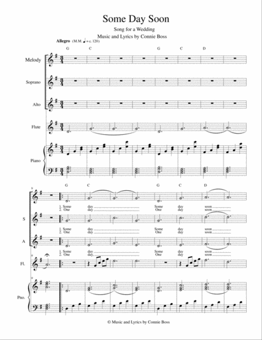 Some Day Soon - wedding - vocal trio and piano with optional instruments Piano, Vocal, Guitar scores gallery preview page 1