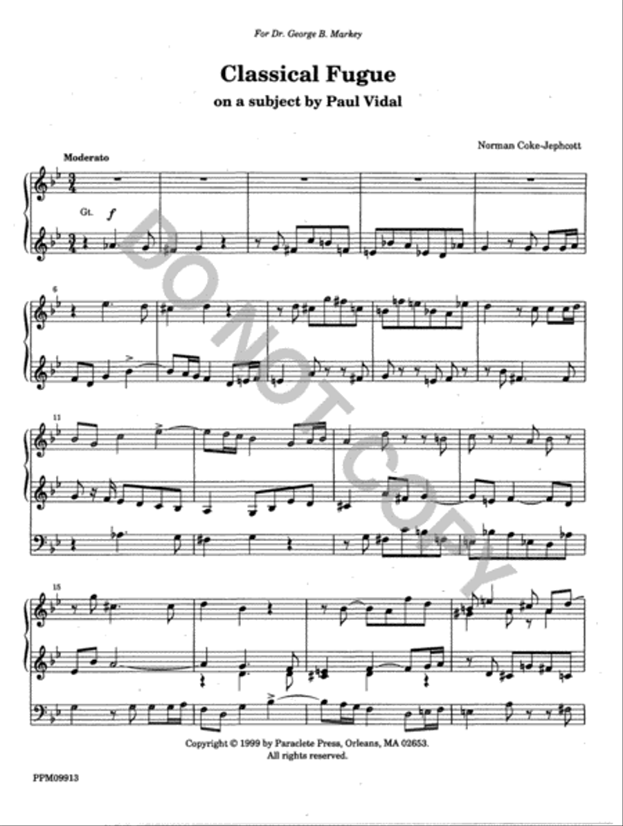 Classical Fugue on a subject by Paul Vidal Organ scores gallery preview page 2