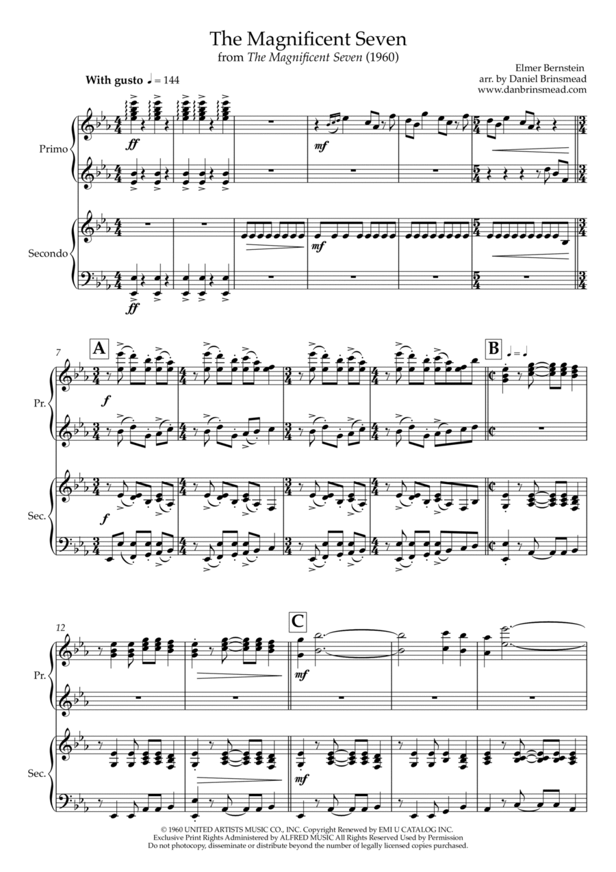 The Magnificent Seven 1 Piano, 4-Hands scores gallery preview page 1
