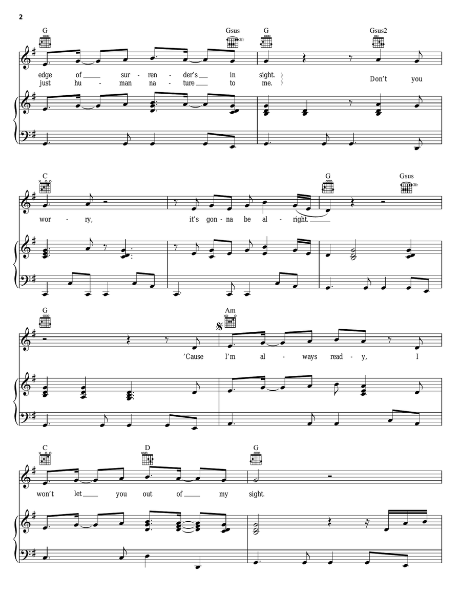 I'm Always Here (theme from Baywatch) Piano, Vocal, Guitar scores gallery preview page 2